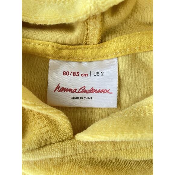 Hanna Andersson Girls Size 2 80 85 Terry Cloth Hoodie Swim Cover Up Yellow - Picture 4 of 4